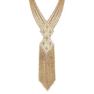 2028 Jewelry Filigree Tassel Fringe Statement Necklace 18"