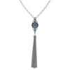 1928 Jewelry Multi Blue Crystal Diamond Link Chain Tassel Necklace 26