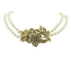 Antiquities Couture 8mm Faux Pearl Strand With Crystal Double Strand Flower Pendant Necklace 44