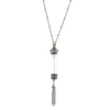 1928 Jewelry Antiqued Blue Crystal Stone Glass Vial Tassel Necklace 30