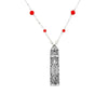 1928 Jewelry Filigrana Glass Vial Red Beaded Necklace 28