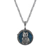 1928 Jewelry Blue Enamel Cat Locket Necklace 30