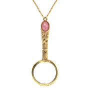 Rose Quartz Round Gemstone Magnifying Glass Necklace 30 Inches