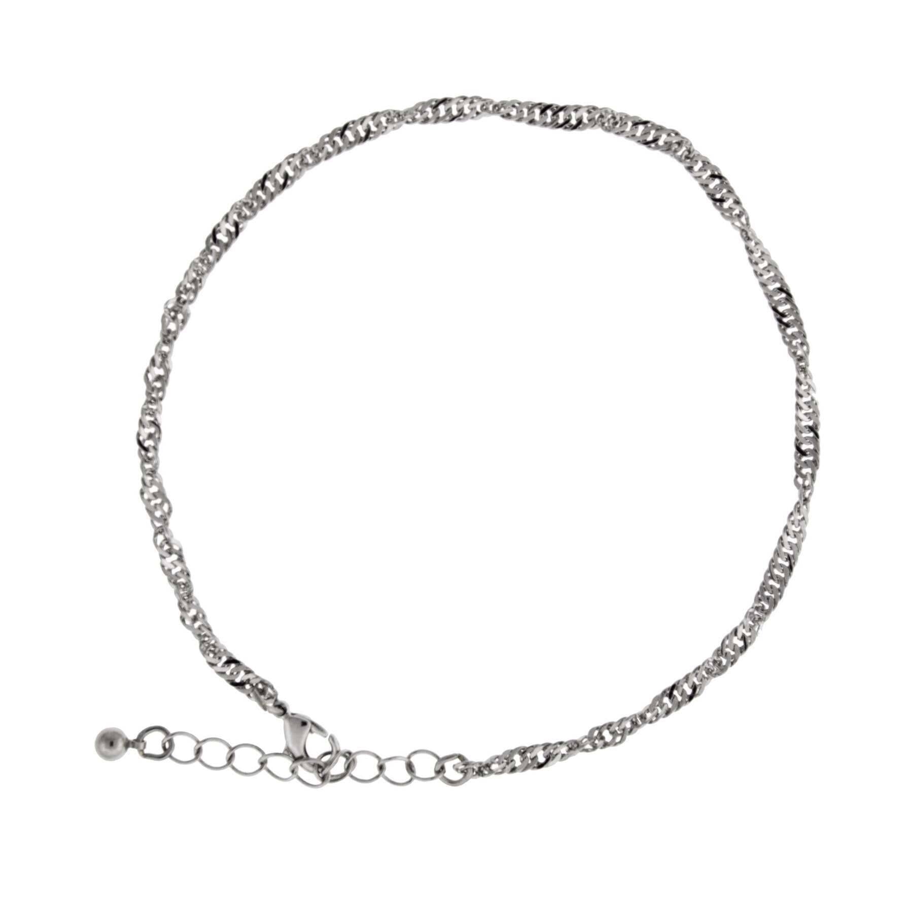 1928 Jewelry Silver Twisted Chain Anklet 9" + 1.5" Extension