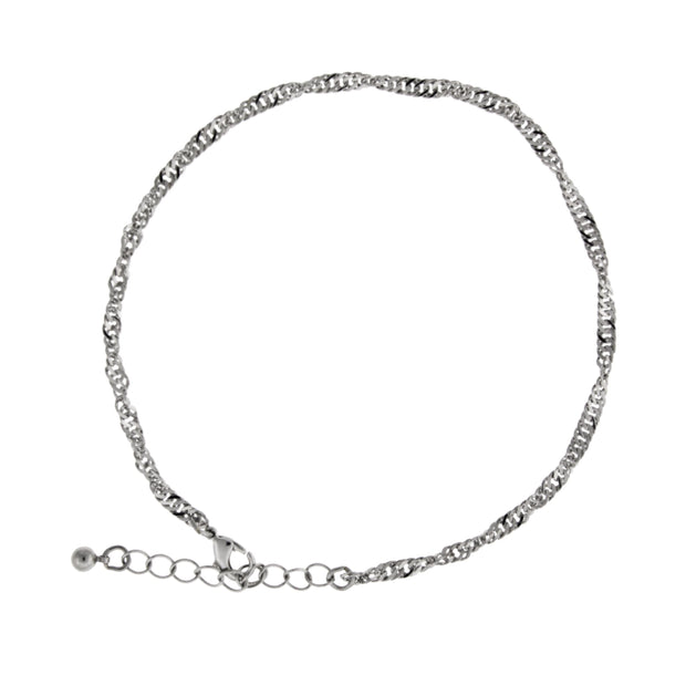 Silver Tone Chain Anklet 9  Adj.