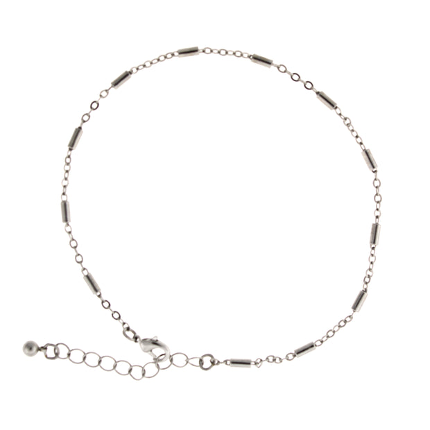 Silver Tone Chain Anklet 9 - 10 Inch Adjustable