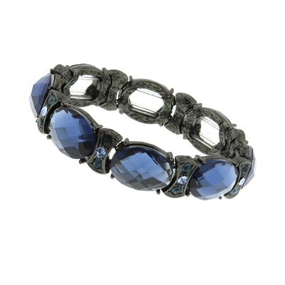 Black Tone Blue Stretch Bracelet