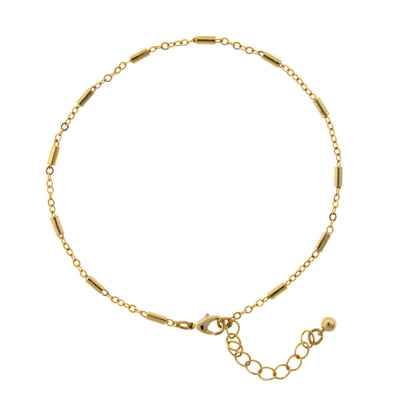 Gold Tone Chain Anklet 9 - 10 Inch Adjustable