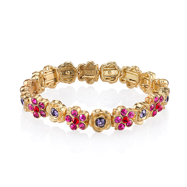 Gold Tone Flower Stretch Bracelet