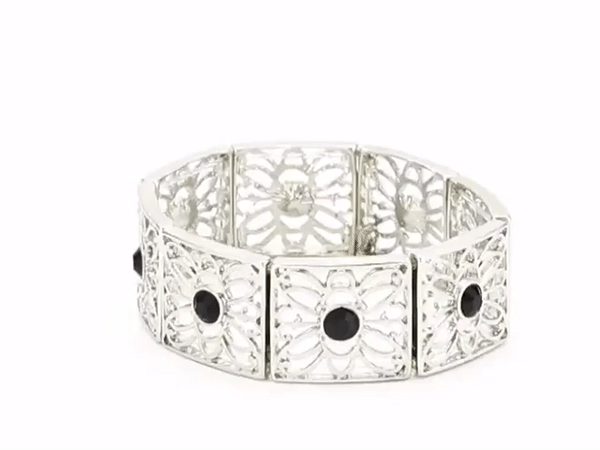 1928 jewelry square butterfly filigree crystal stretch bracelet