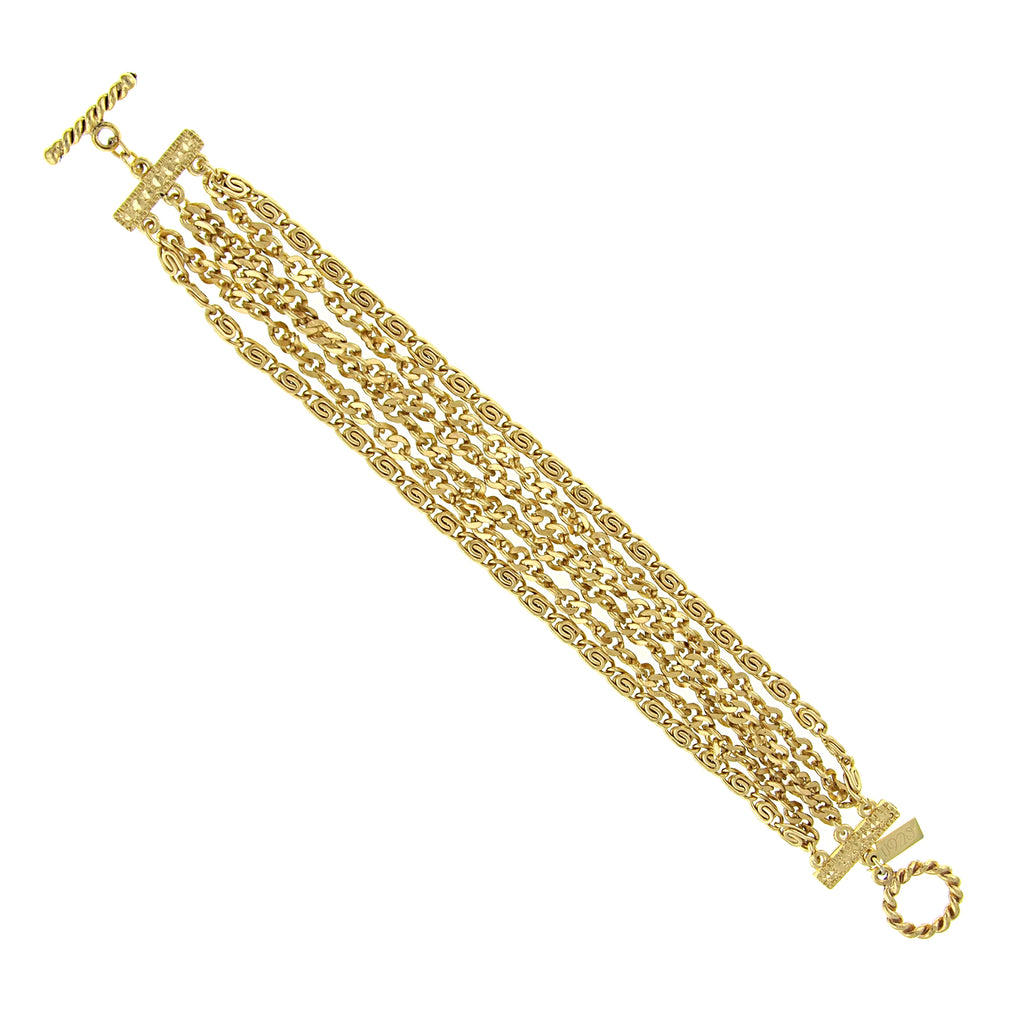 Gold Tone Chain Toggle Bracelet