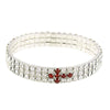 1928 Spiritual Red Rhinestone Cross Stretch Bracelet