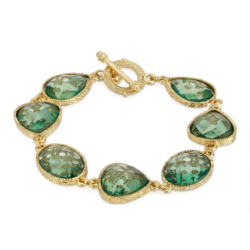 1928 Jewelry Light Aqua Blue Faceted Toggle Bracelet