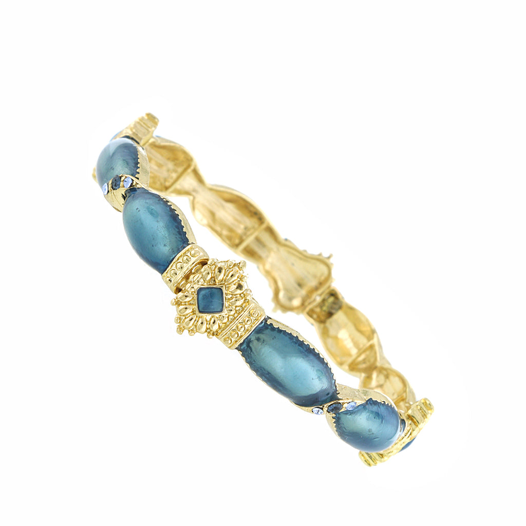 Gold Tone Blue Stretch Bracelet