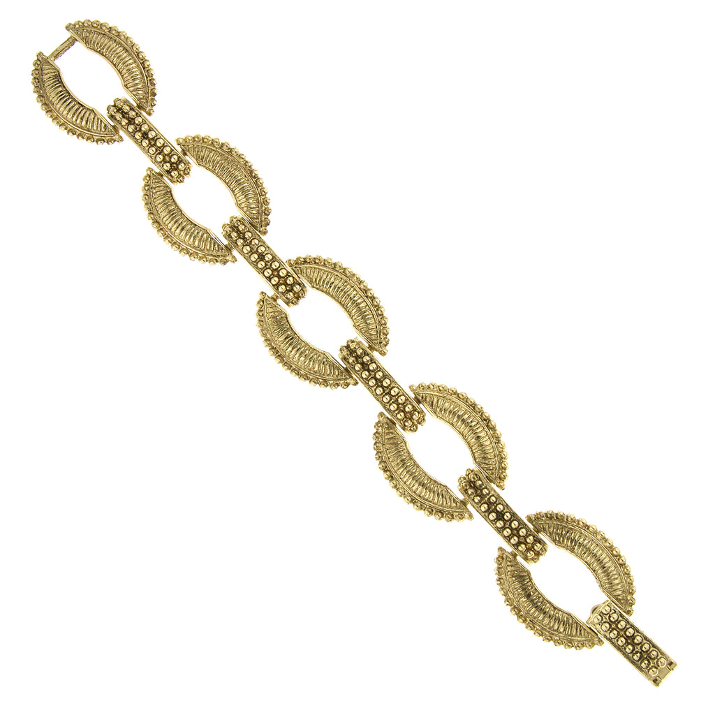 Gold Tone Oval Link Clasp Bracelet