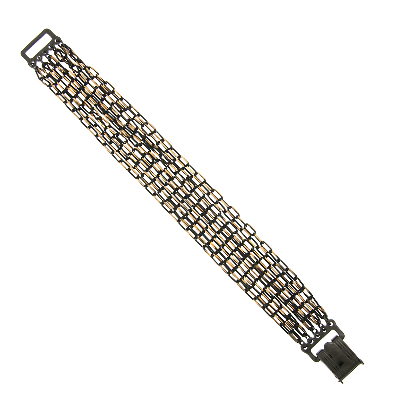 1928 Jewelry Eclipse Black And Gold Multi Chain Clasp Bracelet