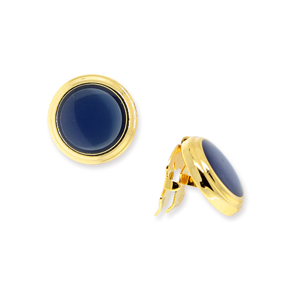 14K Gold Dipped Blue Enamel W/ Transparency Button Cover