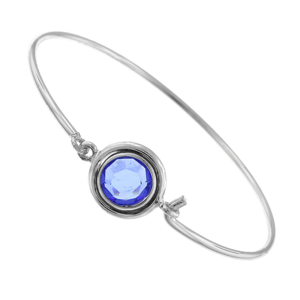 Silver Tone Lt. Sapphire Blue Austrian Channel Set Bracelet