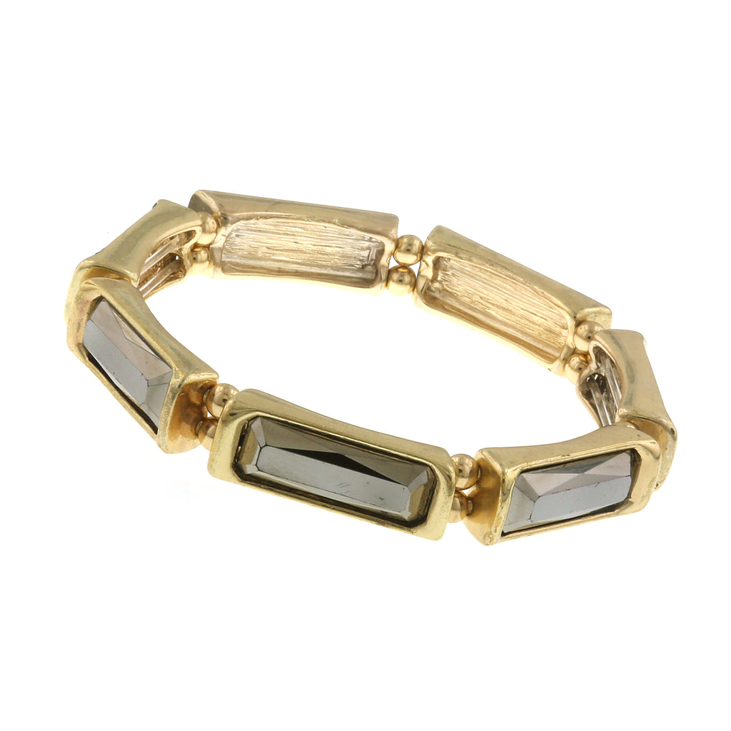 Gold Tone Hematite Stretch Bracelet