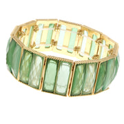 Light Green Semi Transparent Baguette Shape Stone Stretch Bracelet