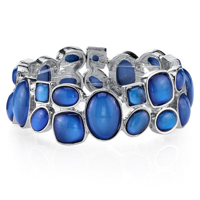 Silver Tone Blue Stretch Bracelet