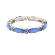 Blue Gold-Tone Oblong Stone And Crystal Accent Slim Stretch Bracelet