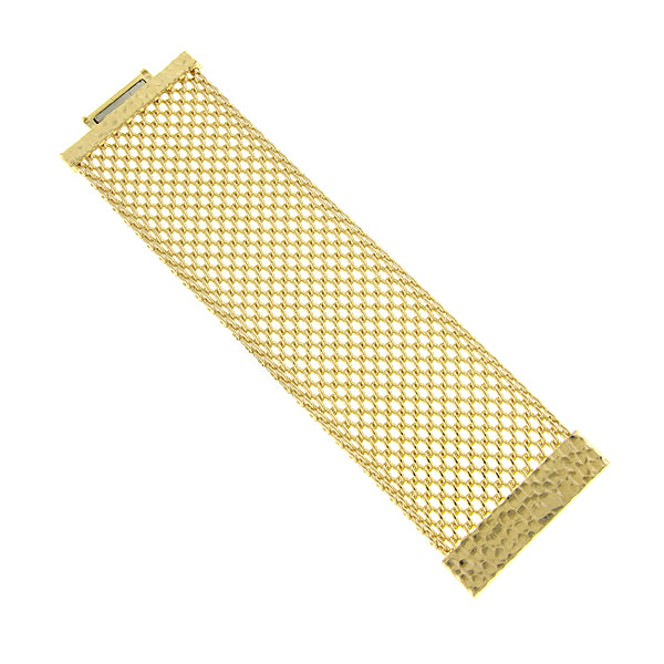 Gold Tone Wide Mesh Magnetic Bracelet