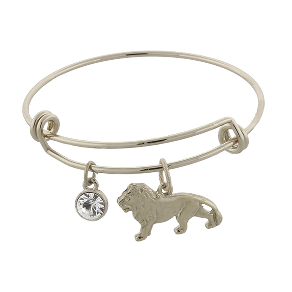 14K Gold Dipped Cecil The Lion And Crystal Expandable Wire Bracelet