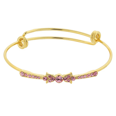 Gold Tone Rose Crystal Wire Bangle Bracelet