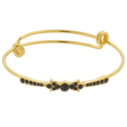 Gold Tone Crystal Wire Bangle Bracelet Black