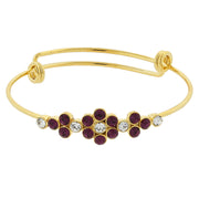 Gold Tone Crystal Flower Wire Bangle Bracelet Purple