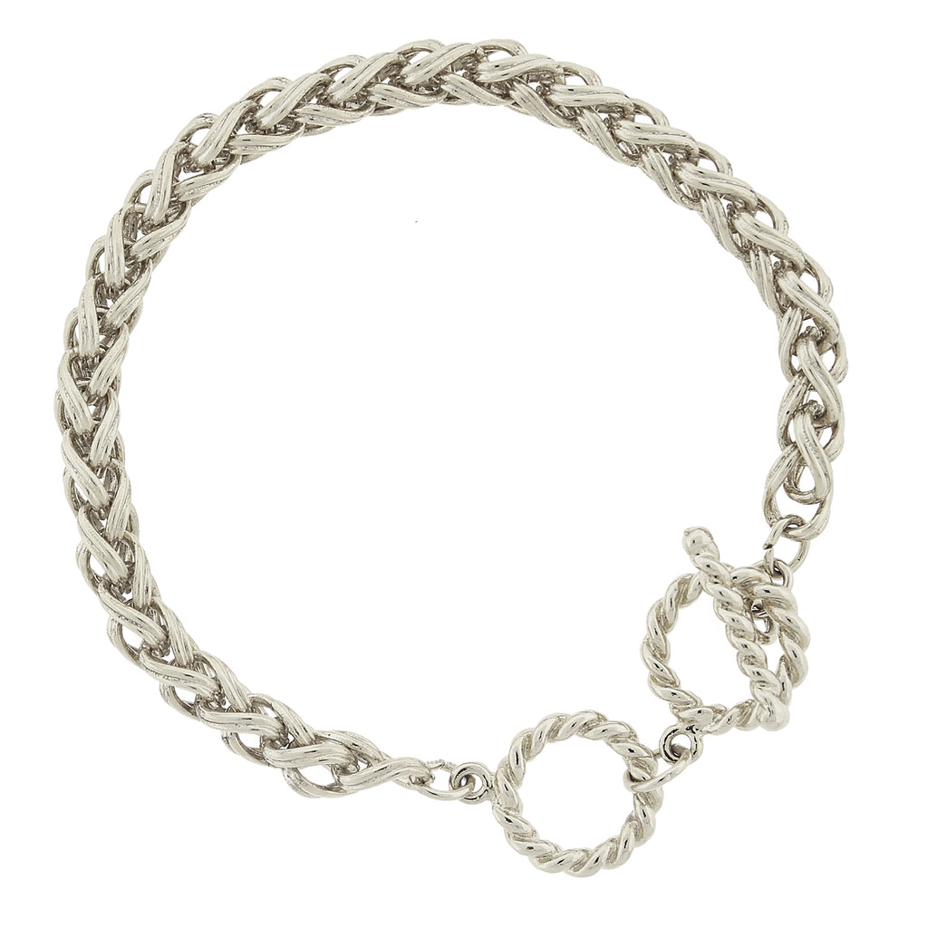 Silver Tone Chain Toggle Bracelet