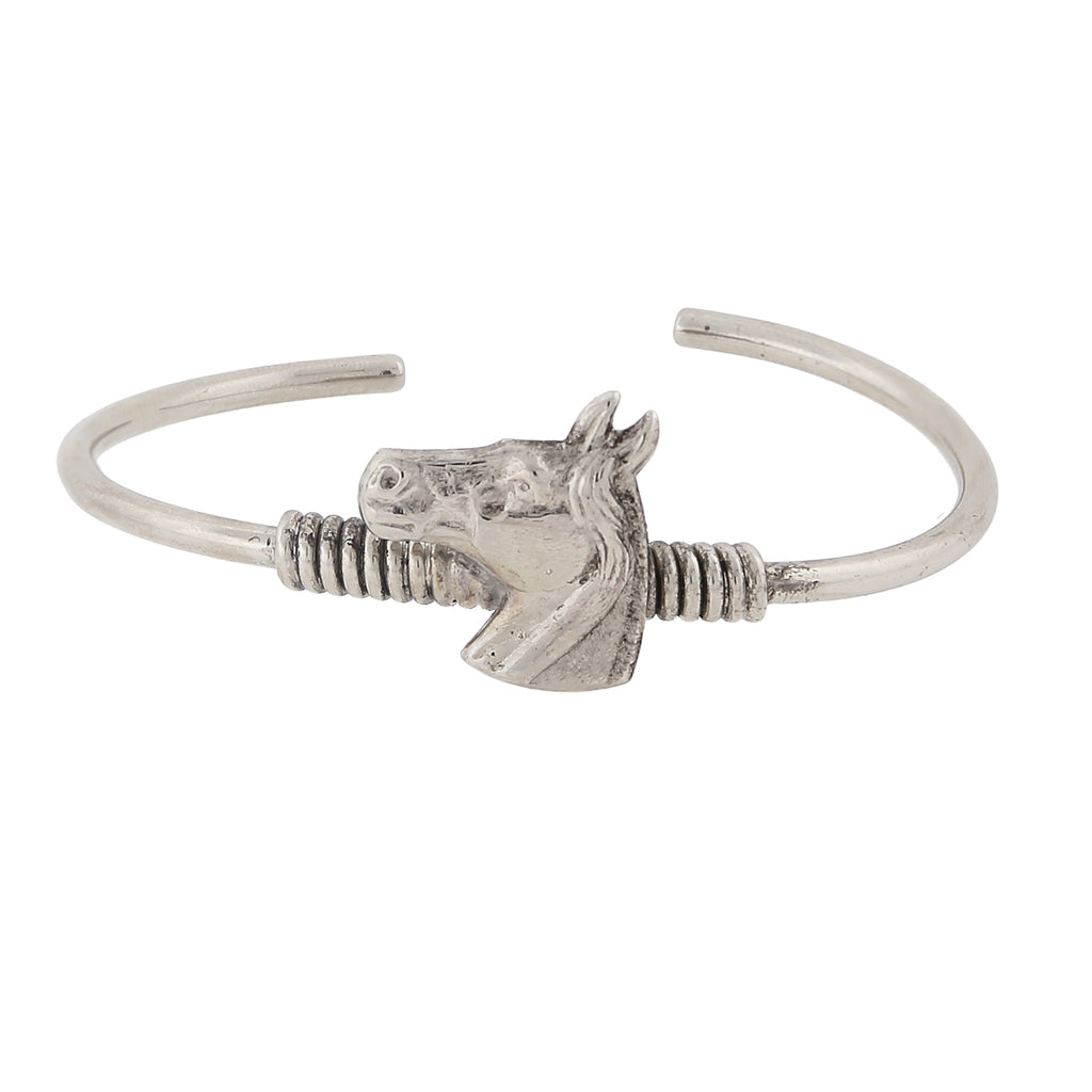 Silver Tone Horse Spring Hinge Bracelet
