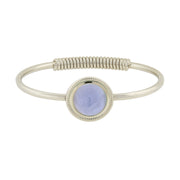 Silver Tone Semi Precious Spring Hinge Bracelet Blue Lace
