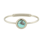 Silver Tone Semi Precious Spring Hinge Bracelet Turquoise