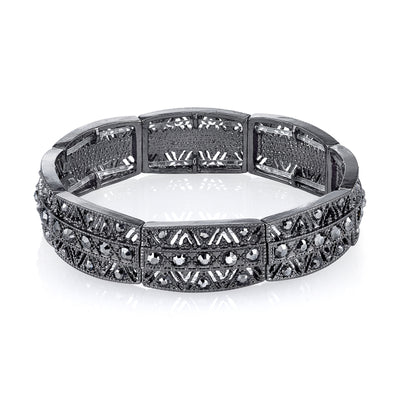2028 Jewelry Rectangular Multi Crystal Stretch Bracelet