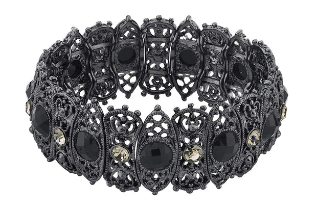 2028 Jewelry Black Tone Black Diamond Colored Stretch Bracelet