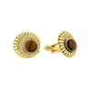 1928 Jewelry Round Tigers Eye Gemstone  Scalloped Cufflinks
