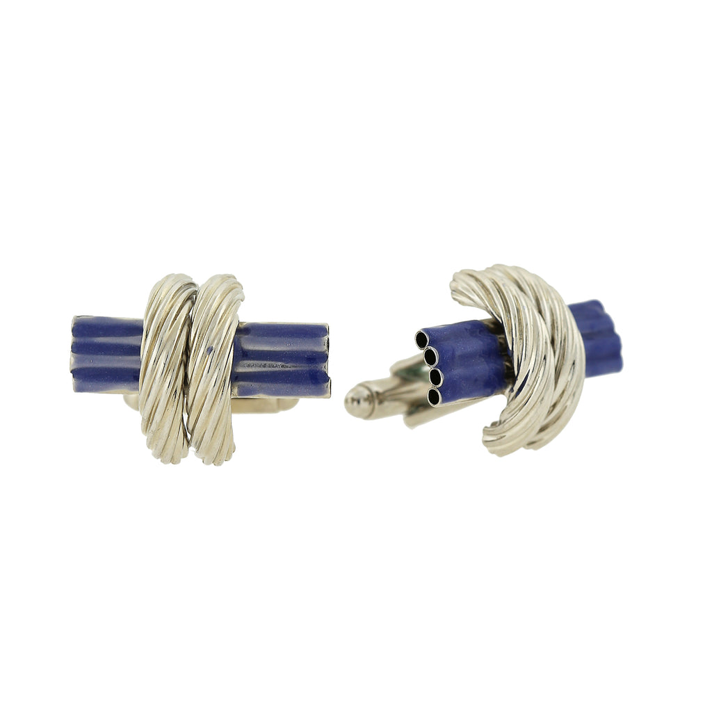 Classic Blue Enamel Rope Cufflinks