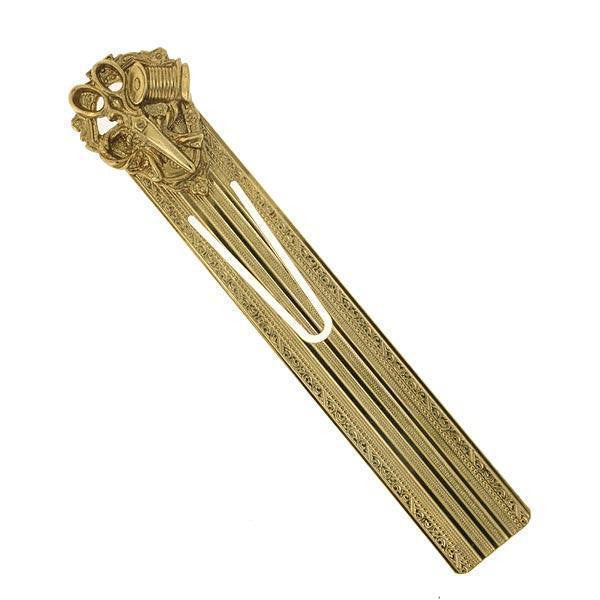 Gold Tone Scissors Thread Bookmark