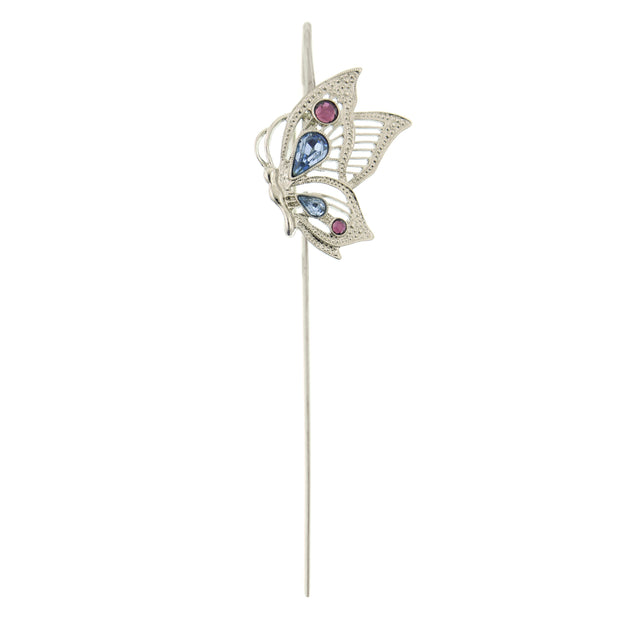 Silver Tone Crystal Butterfly Bookmark