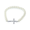 1928 Spiritual Faux Pearl Crystal Cross Stretch Bracelet