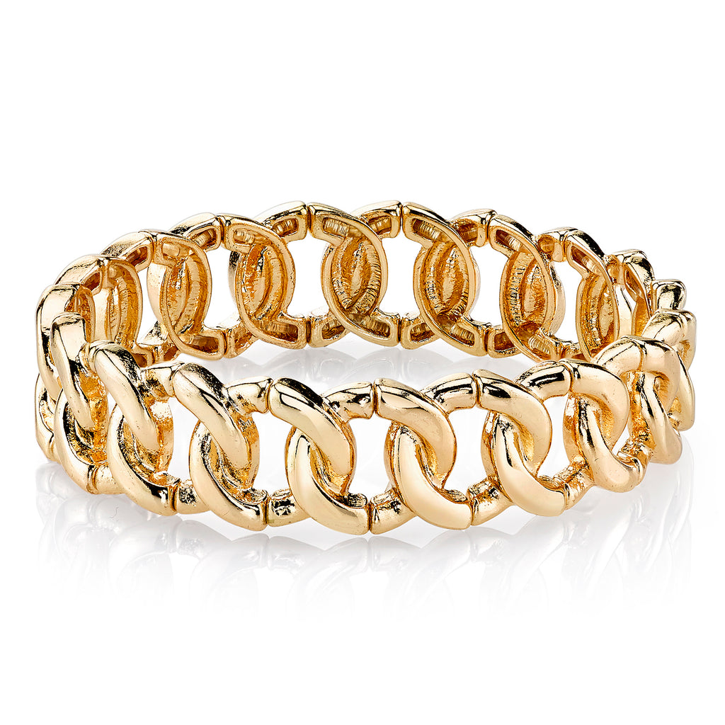 Gold Tone Stretch Link Bracelet