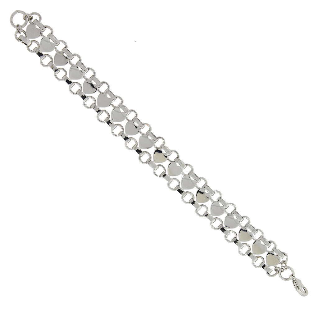 Silver Tone Heart Link Bracelet