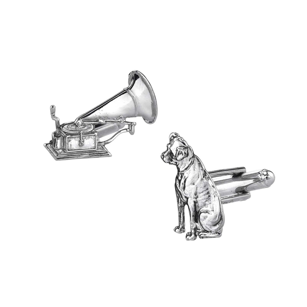 14K Gold Dipped Dog And Phonograph Cufflinks