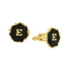 1928 Jewelry Sunburst Black Enamel Initial Cufflinks