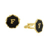 1928 Jewelry Sunburst Black Enamel Initial Cufflinks