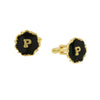 1928 Jewelry Sunburst Black Enamel Initial Cufflinks
