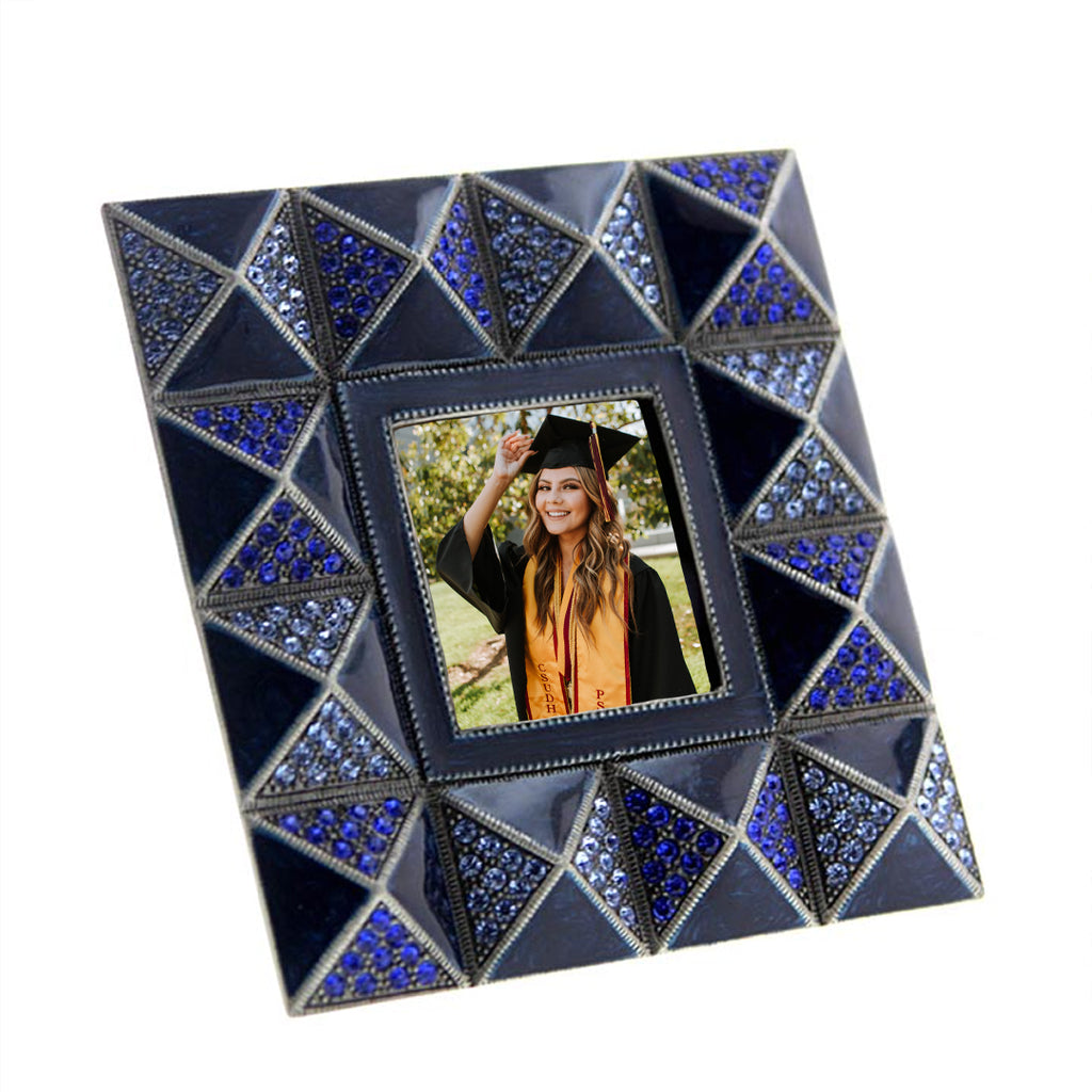 Enamel & Crystal Pyramid Picture Frame 2" X 2"
