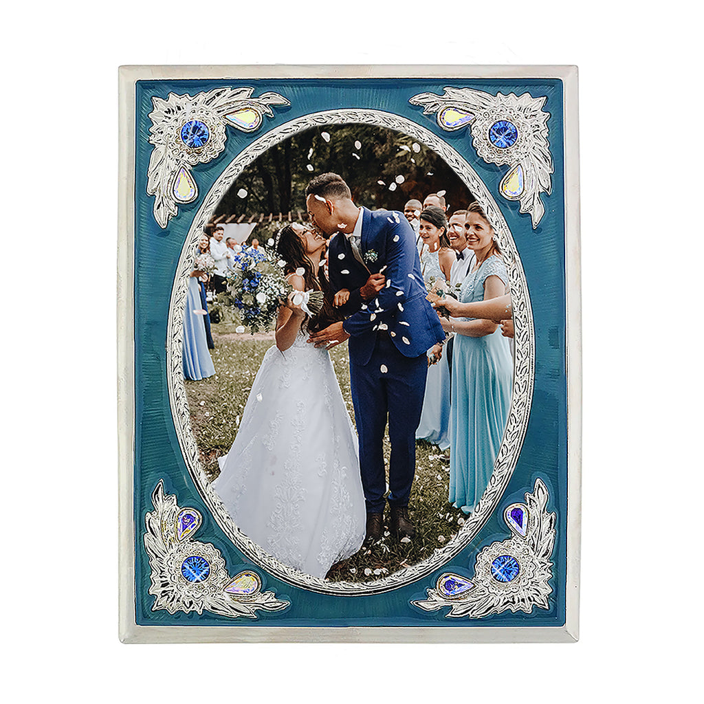 Enamel and Crystal Picture Frame 3.5" x 5"